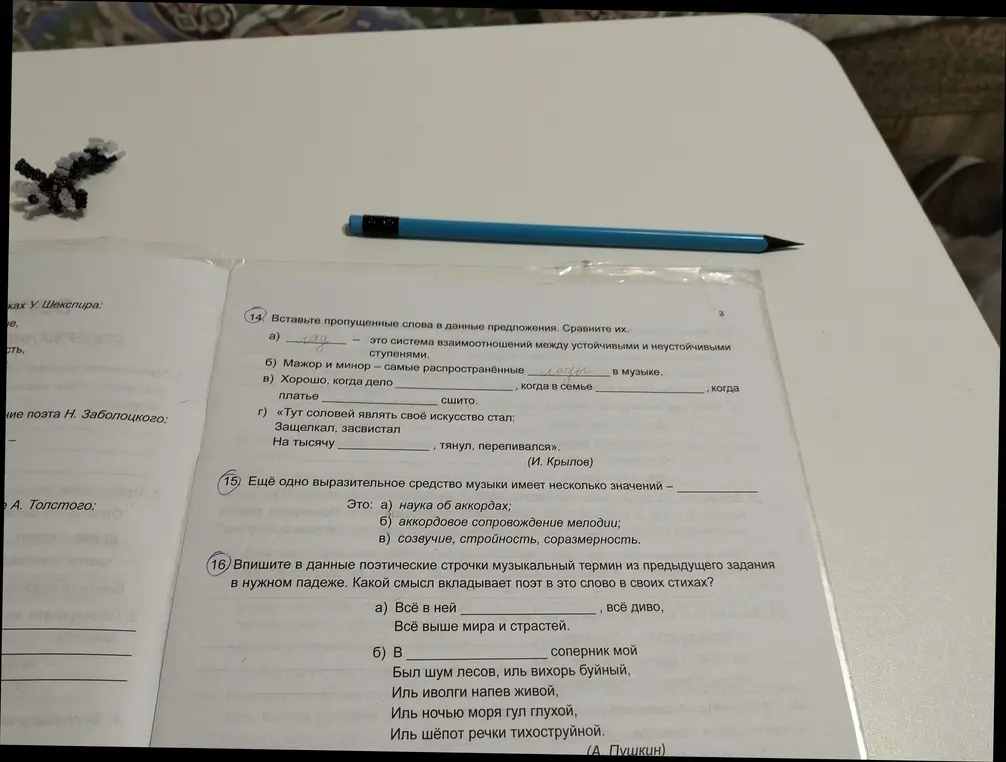 Вставь пропущенные слова в данные предложения.
