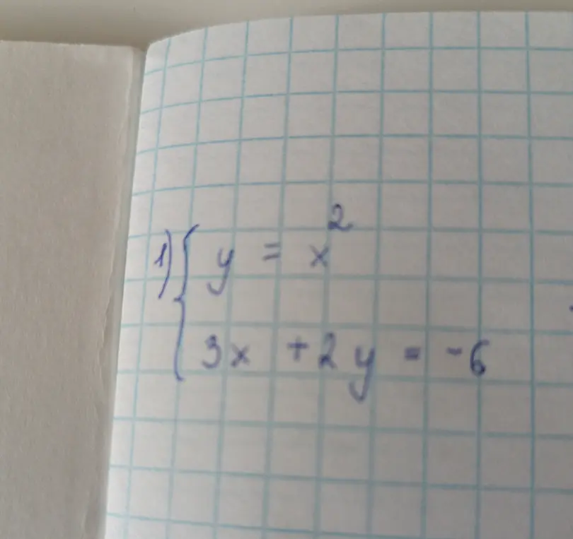 Реши систему уравнений: y = x², 3x + 2y = -6