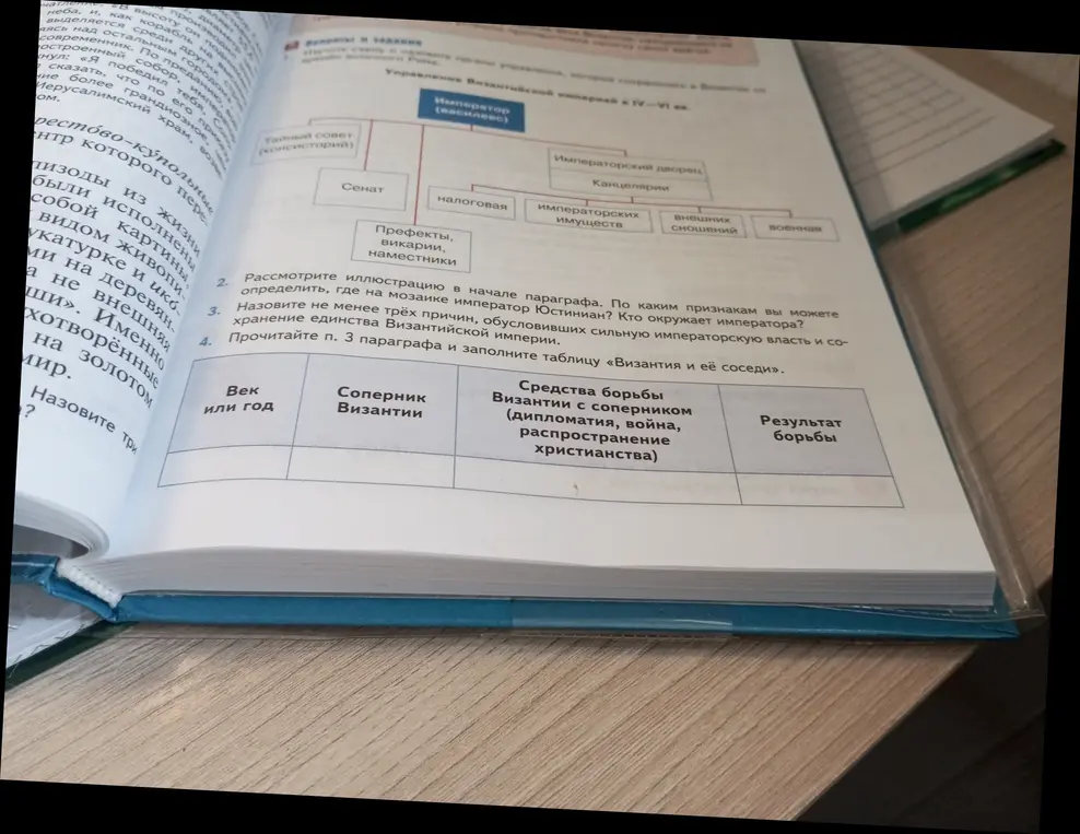 Прочитай п. 3 параграфа и заполни таблицу «Византия и её соседи»
