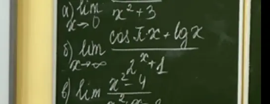 Можешь ли ты помочь мне вычислить пределы a) lim x->0 x²+3, б) lim x->∞ cos(x) + lg(x) / 2^(x+1), в) lim x->2 x²-4 / x²-x-2