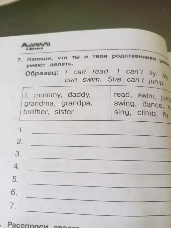 Напиши, что ты и твои родственники умеют делать