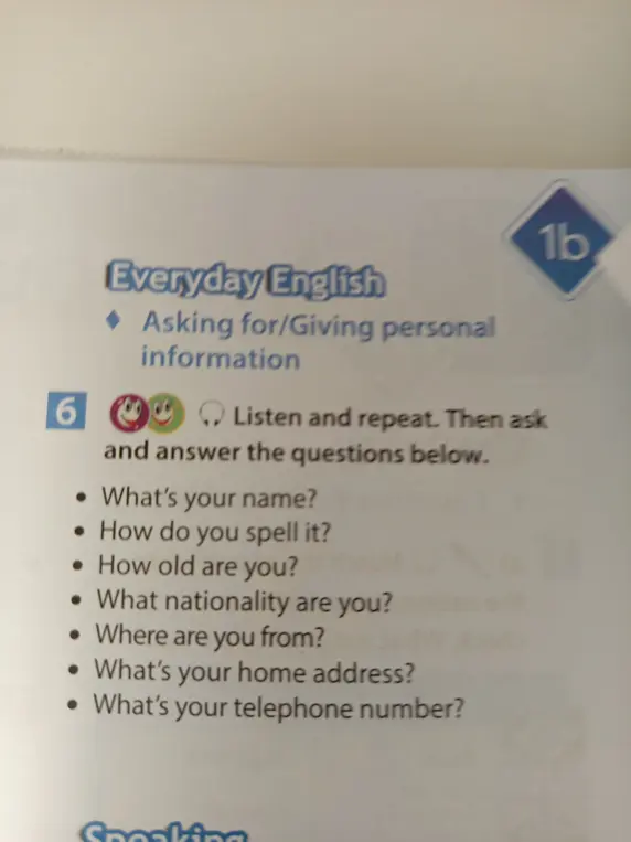 Ответь на вопрос "What's your name?"
