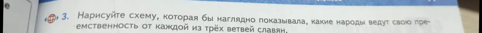 Составь схему, которая бы наглядно показывала, какие народы ведут свою преемственность от каждой из трёх ветвей славян