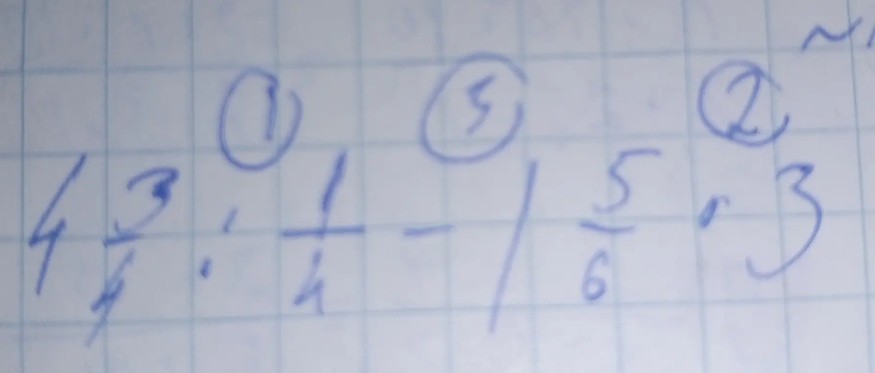 Реши пример 4 3/4 : 1/4 - 5/6 * 3