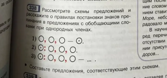 Объясни правила постановки знаков препинания в предложениях с обобщающими словами при однородных членах, опираясь на схемы: 1) О, О, О – О
