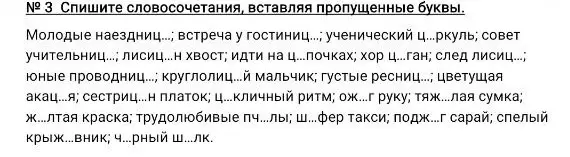 В задании №3 требуется вставить пропущенные буквы в словосочетаниях.