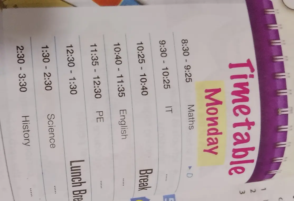 Узнай расписание на понедельник