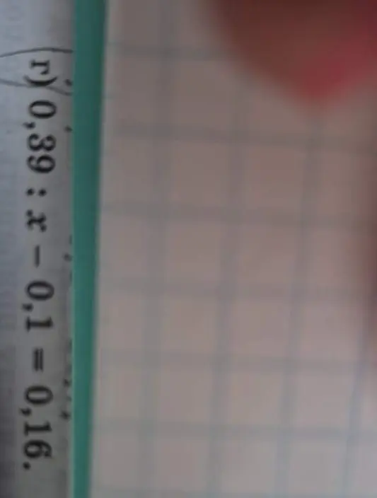 Реши уравнение 0,39:x-0,1=0,16