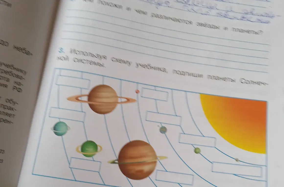 Подпиши планеты Солнечной системы на схеме.