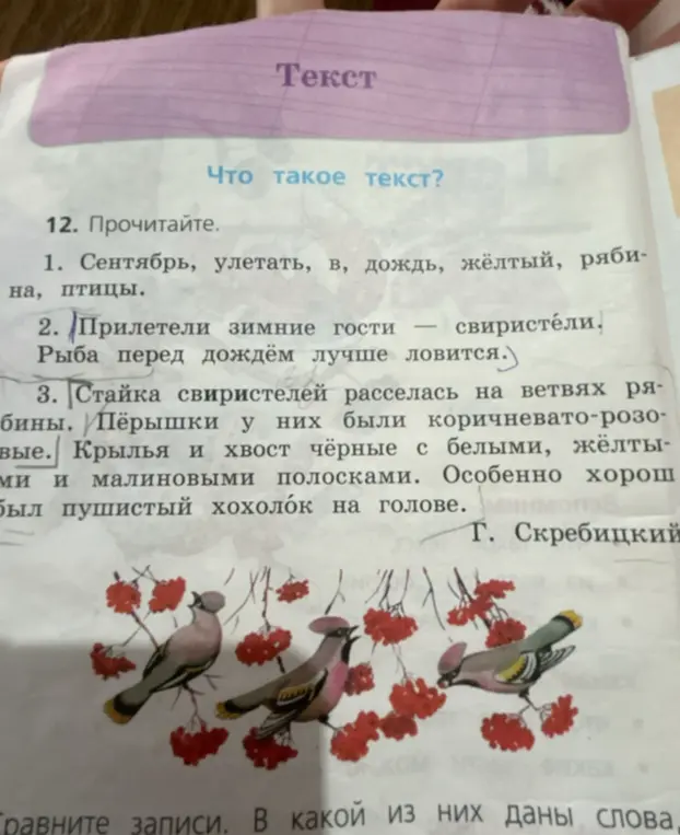 Сравни записи и определи, в какой из них даны слова
