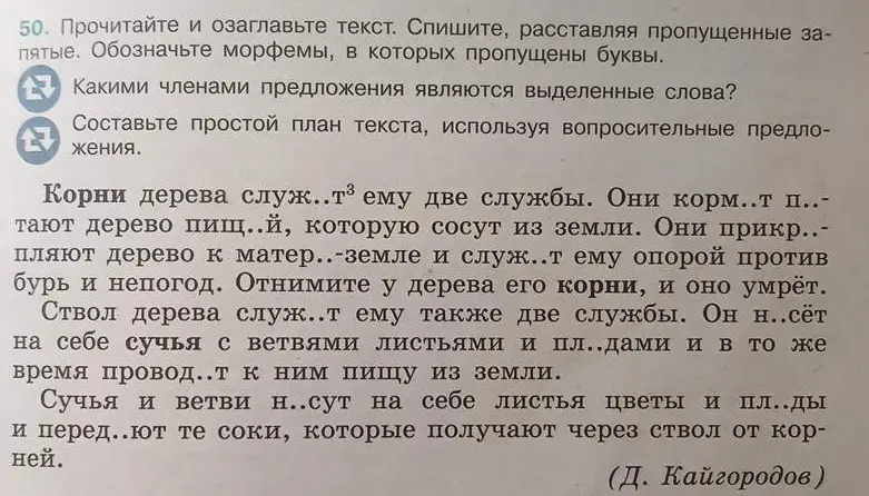 Прочитай и озаглавь текст, списывая, расставляя пропущенные запятые. Обозначь морфемы, в которых пропущены буквы