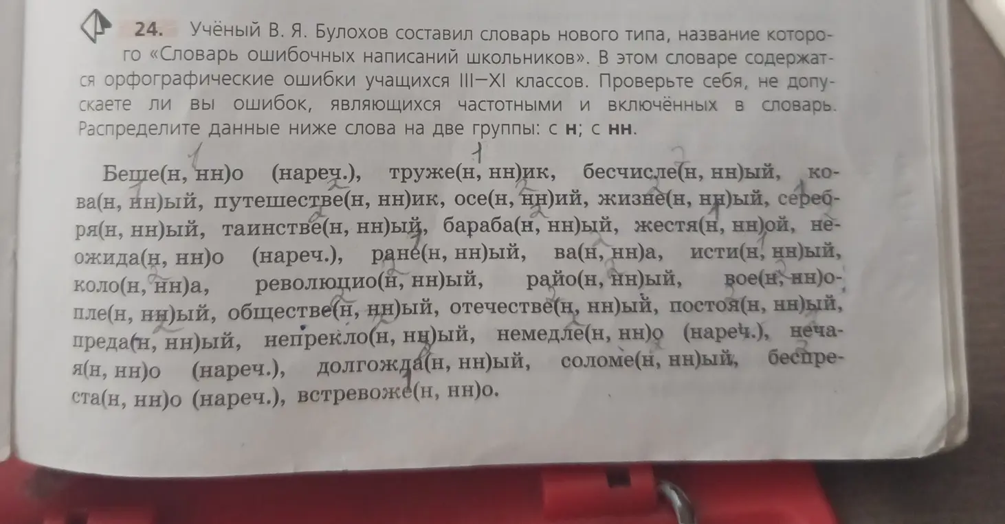 Ты просишь распределить слова на группы с 'н' и 'нн'.