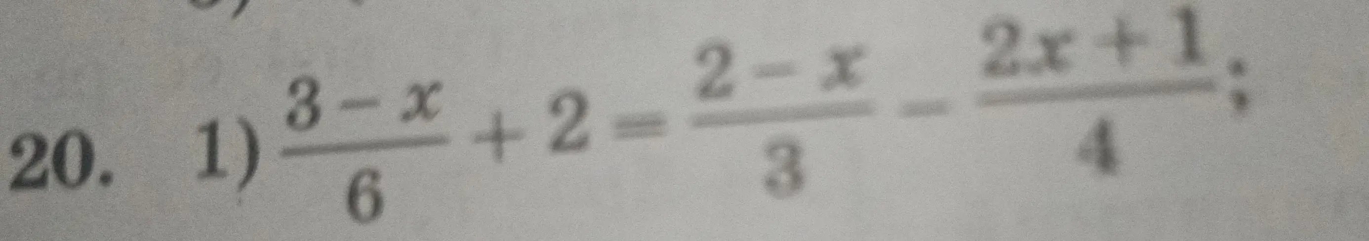 Помоги мне решить уравнение (3-x)/6 + 2 = (2-x)/3 - (2x+1)/4