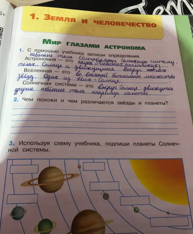 Можешь ли ты ответить на вопросы и подписать планеты Солнечной системы на схеме?