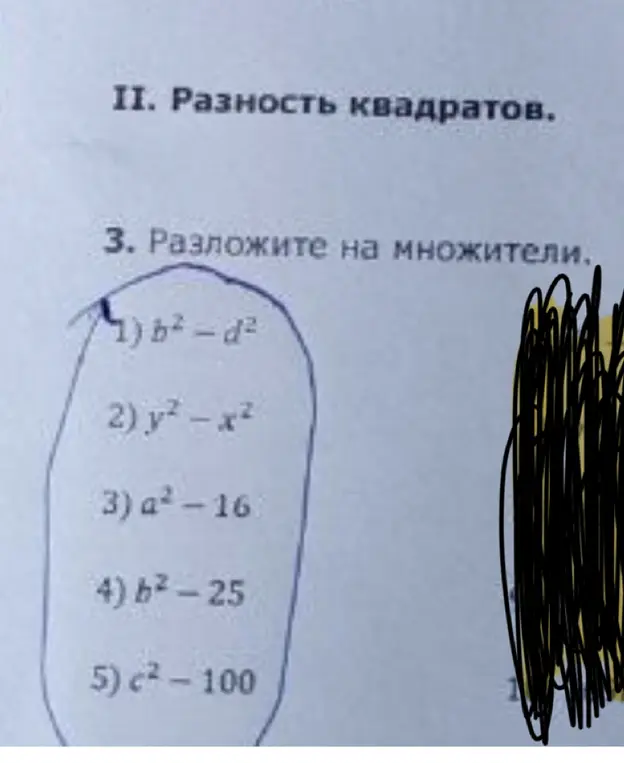 Помоги разложить на множители выражения: b²-d², y²-x², a²-16, b²-25, c²-100