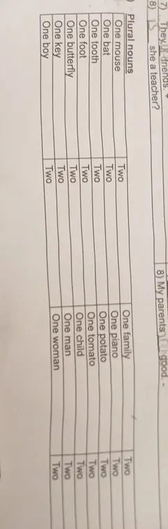 Заполни пропуски в предложениях и определи множественное число существительных