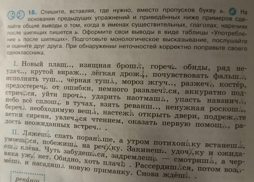 В упражнении просят вставить, где нужно, вместо пропусков букву ь.