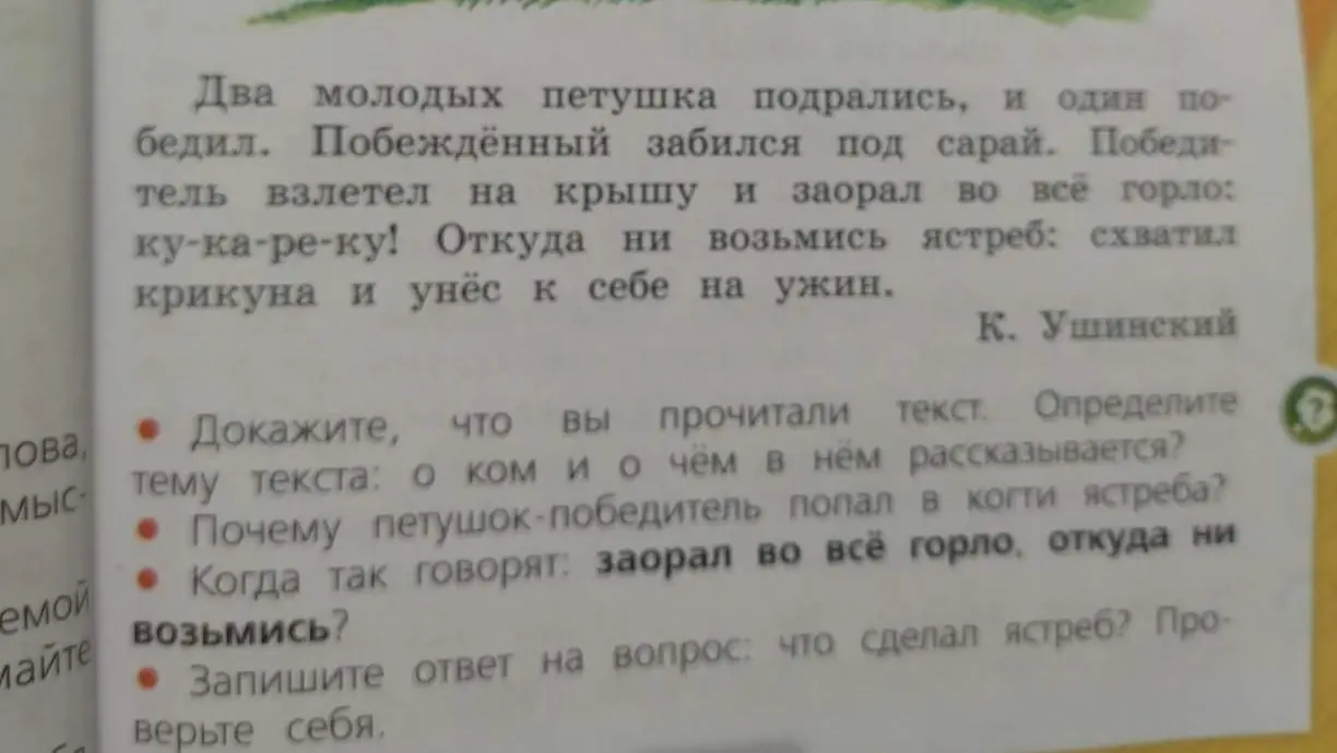 Можешь ли ты доказать, что ты прочитал текст, и определить тему текста: о ком и о чём в нём рассказывается?