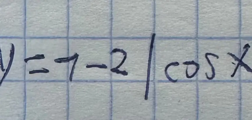 Найди множество значений для y = 7 - 2 * |cos(x)|. Определи промежуток, беря Y, а не косинус в промежуток.