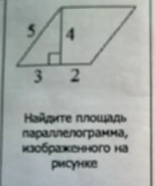 Найди площадь параллелограмма, изображенного на рисунке