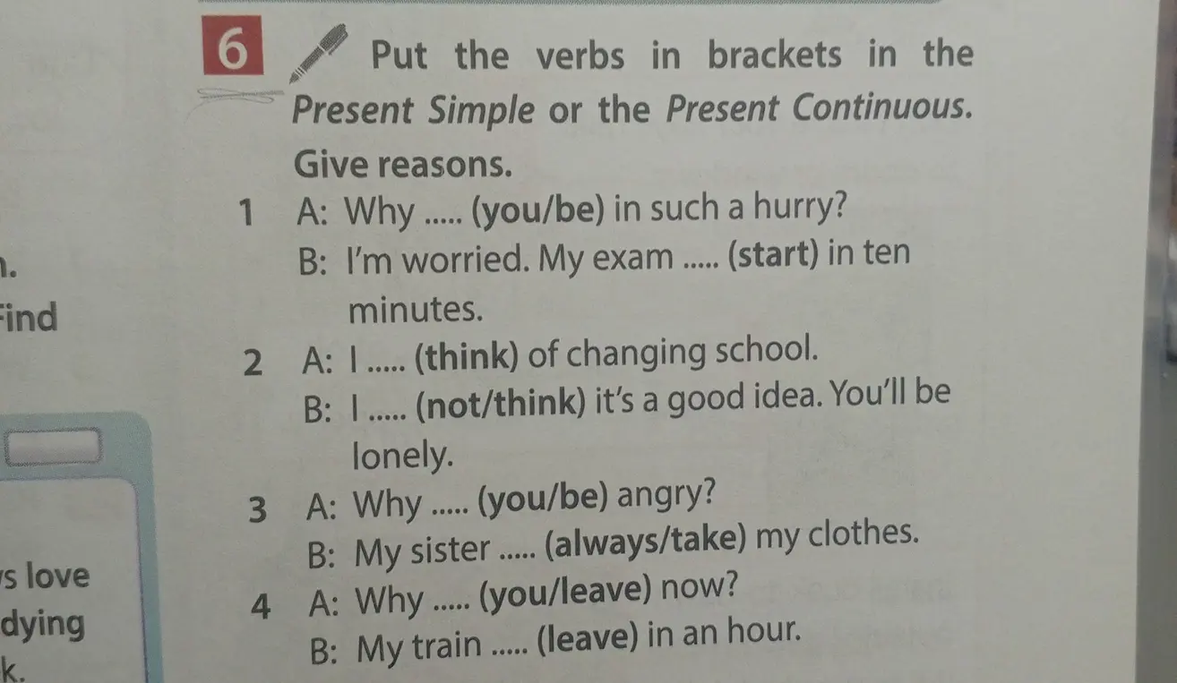 Составь предложения, используя Present Simple или Present Continuous