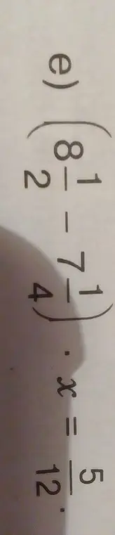 Реши уравнение (18/2 - 17/4) * x = 5/12
