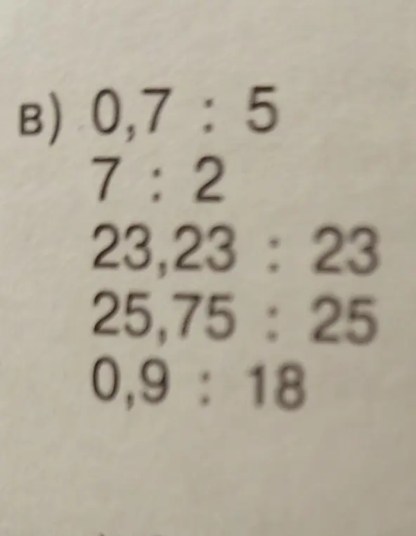 Выполни деление: 0,7 : 5