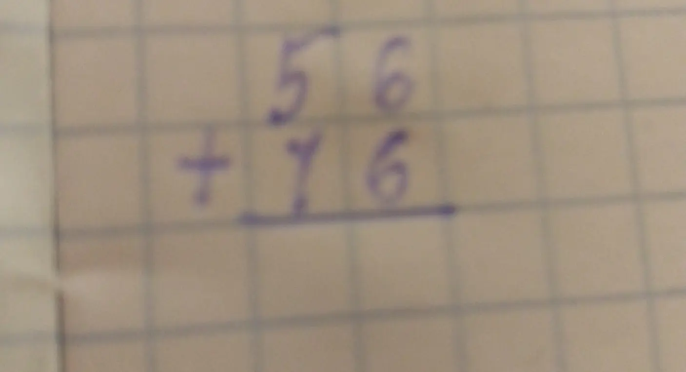 Выполни сложение столбиком 56 + 16