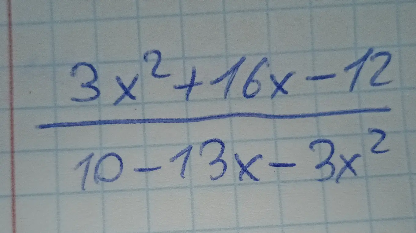 Можешь упростить выражение (3x^2+16x-12)/(10-13x-3x^2)?