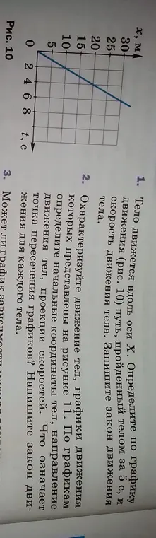 Определи по графику движения путь, пройденный телом за 5 с, и скорость движения тела. Запиши закон движения тела.