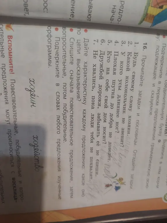 Прочитай загадки и пословицы. Отгадай загадки под номером один.