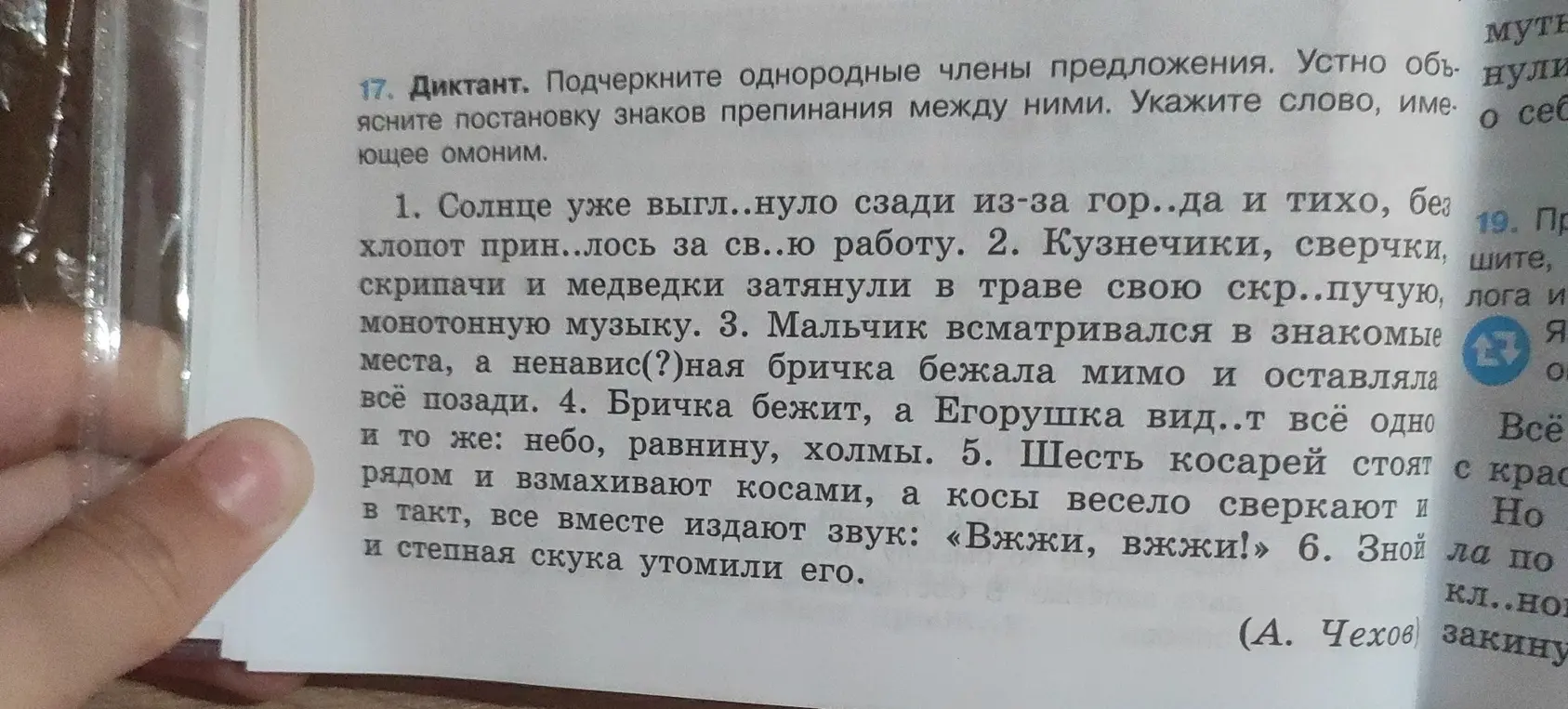Подчеркни однородные члены предложения в тексте