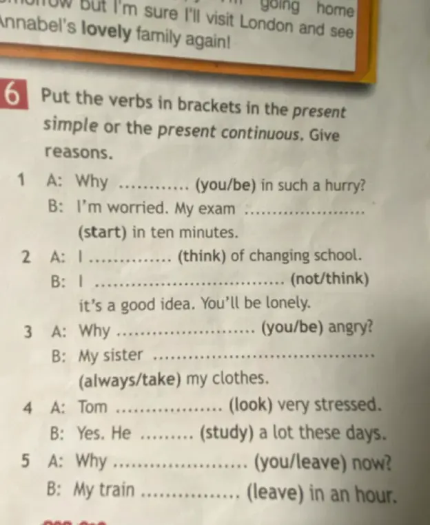 Составь предложения, используя Present Simple или Present Continuous.