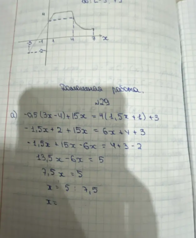 Помоги мне решить уравнение -0,5(3x-4)+15x = 4(1,5x + 1) +3