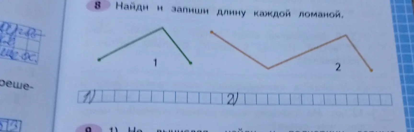 Найди и запиши длину каждой ломаной.