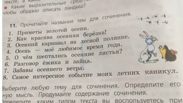 Предложи любую тему для сочинения из списка.