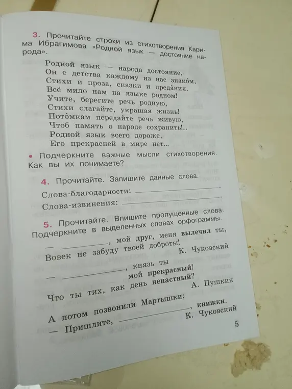 Помоги мне подчеркнуть важные мысли в стихотворении Карима Ибрагимова «Родной язык»