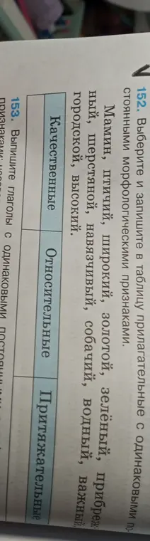Помоги выбрать и записать в таблицу прилагательные с одинаковыми постоянными морфологическими признаками.