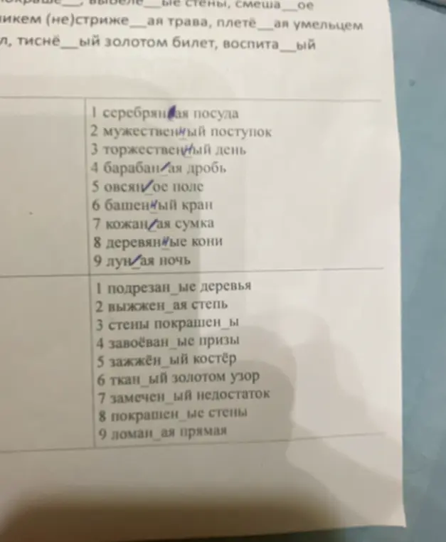 Помоги вставить пропущенные буквы в словах с двух списков