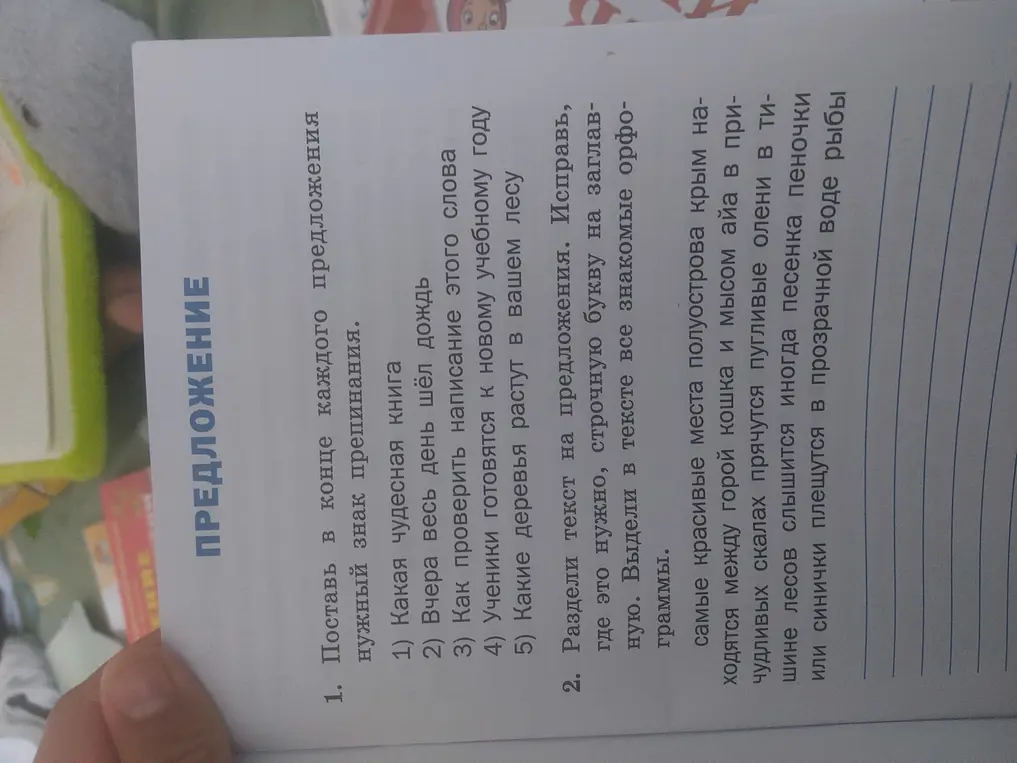 Ты просишь поставить в конце каждого предложения нужный знак препинания и разделить текст на предложения, исправить строчную букву на заглавную и выделить орфограммы.
