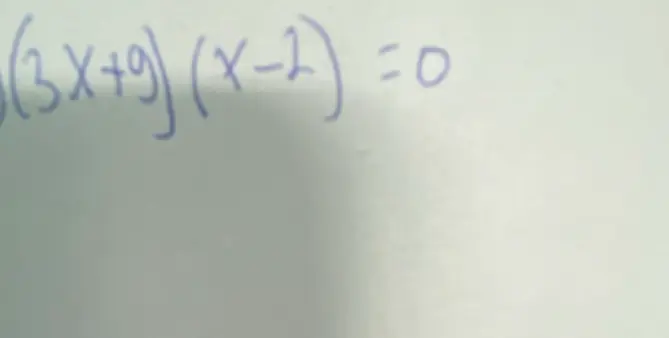 Помоги мне найти корни уравнения (3x+9)(x-2)=0