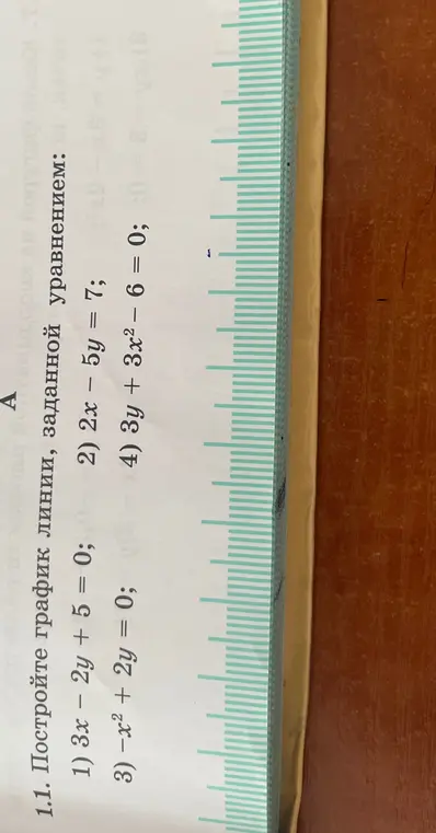 Построй график линии, заданной уравнением 3x - 2y + 5 = 0