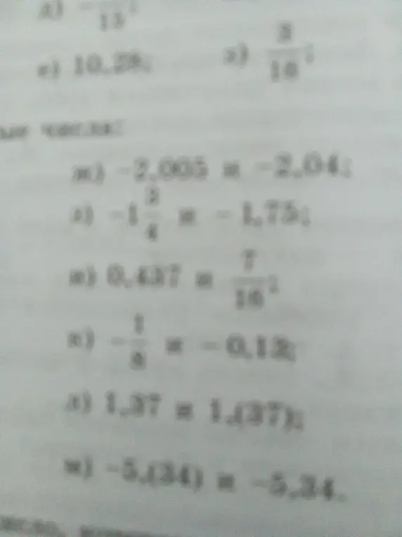 Определи, какие из чисел больше или меньше в заданиях ж) -5.(34) = -5,34