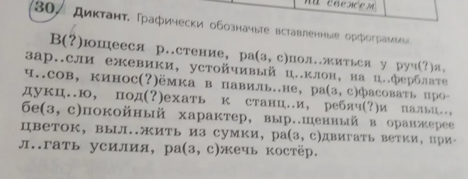 Помоги вставить пропущенные буквы в словах диктанта