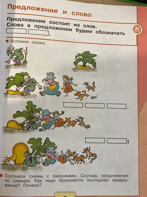Помоги соотнести схемы с рисунками и составить предложения по схемам