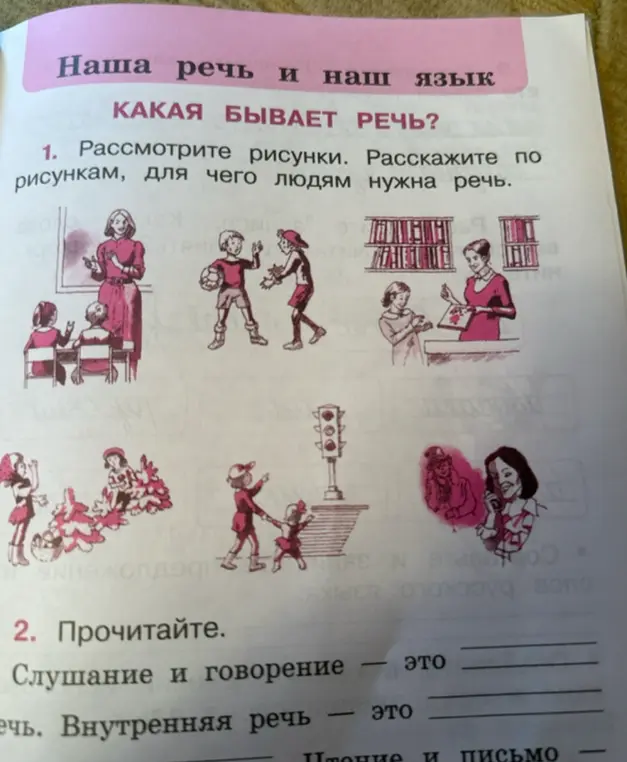 Рассмотри рисунки. Расскажи по рисункам, для чего людям нужна речь