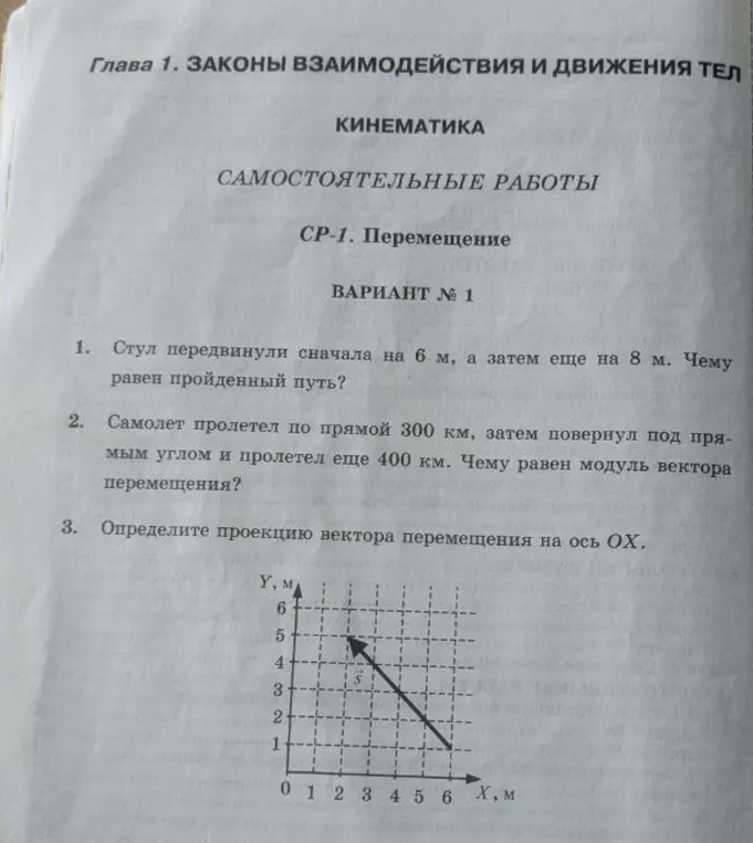 Реши задачу: стул передвинули сначала на 6 м, а затем еще на 8 м. Чему равен пройденный путь?