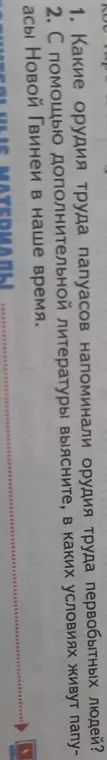 Какие орудия труда папуасов напоминают орудия труда первобытных людей?