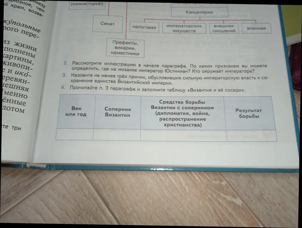 Рассмотри иллюстрацию в начале параграфа. По каким признакам ты можешь определить, где на мозаике император Юстиниан?