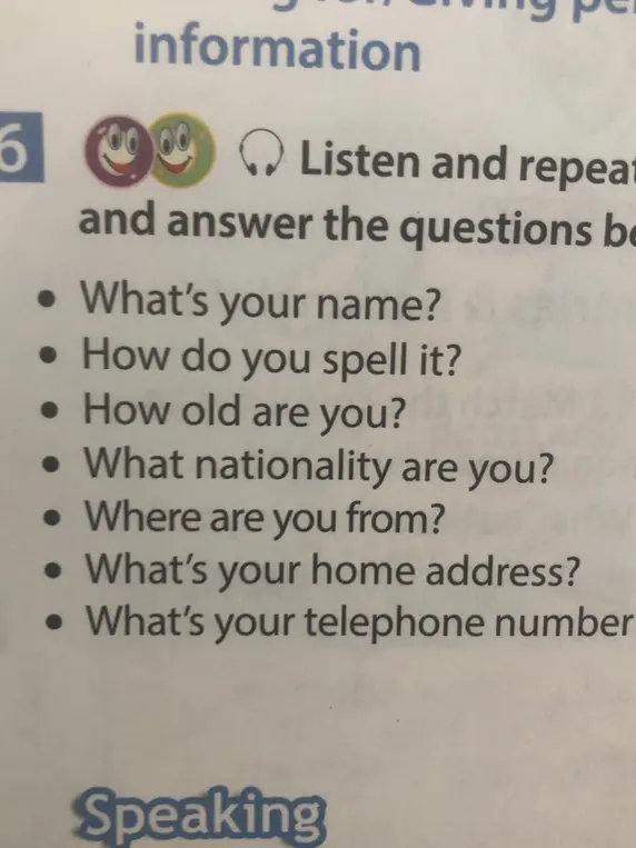 Ответь на вопросы: What's your name?